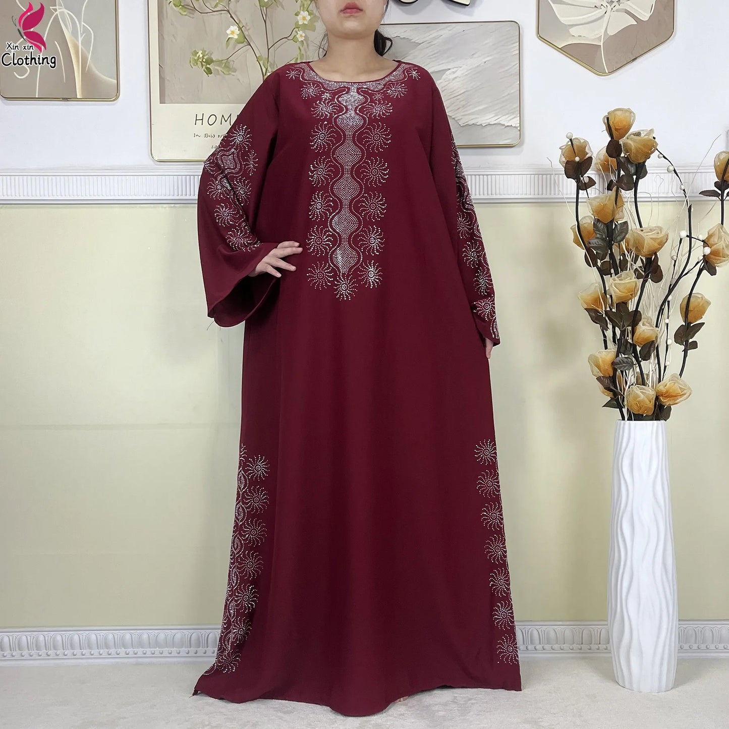 2025New High-Quality Dubai Muslim Abaya for Women Dress Islamic Turkey Femme Clothing Long Sleeve Loose African Dress With Scarf