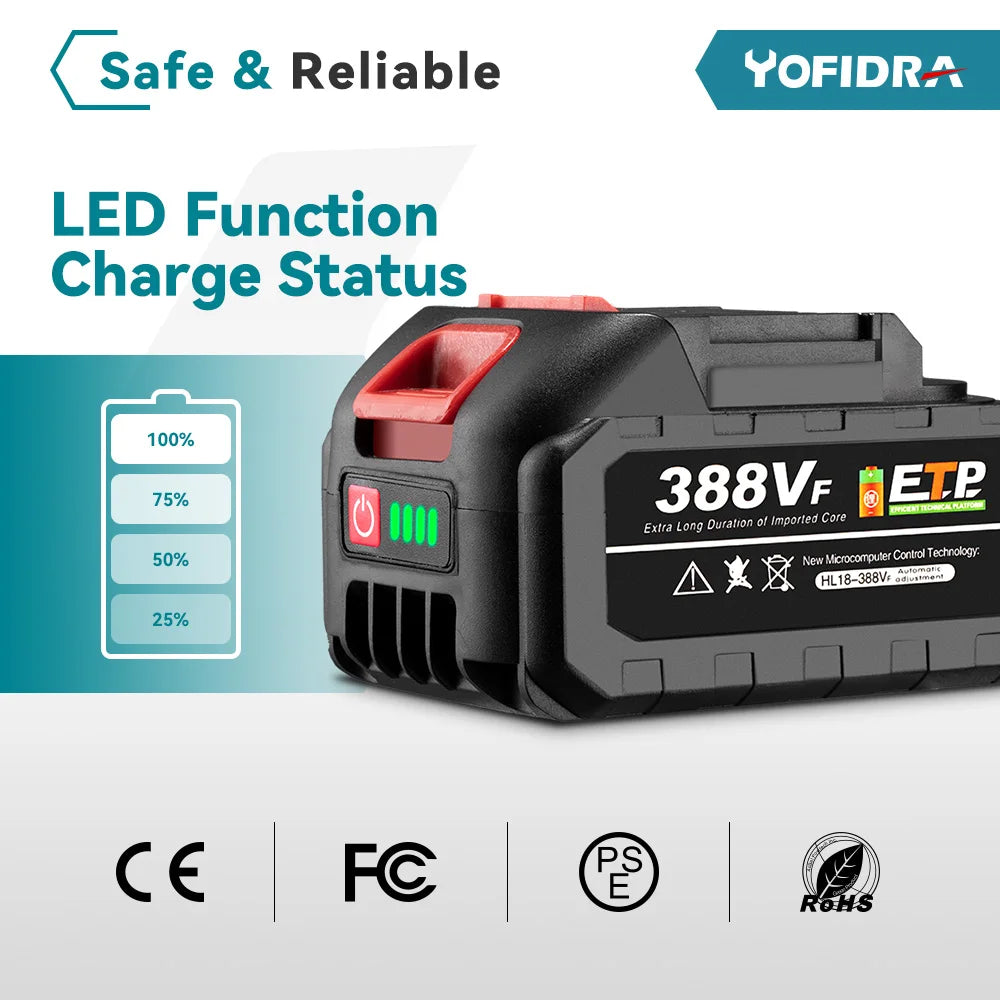 YOFIDRA 26MM Brushless Electric Hammer Drill Multifunctional Rotary Cordless Rechargeable Power Tools For Makita Battery Pin
