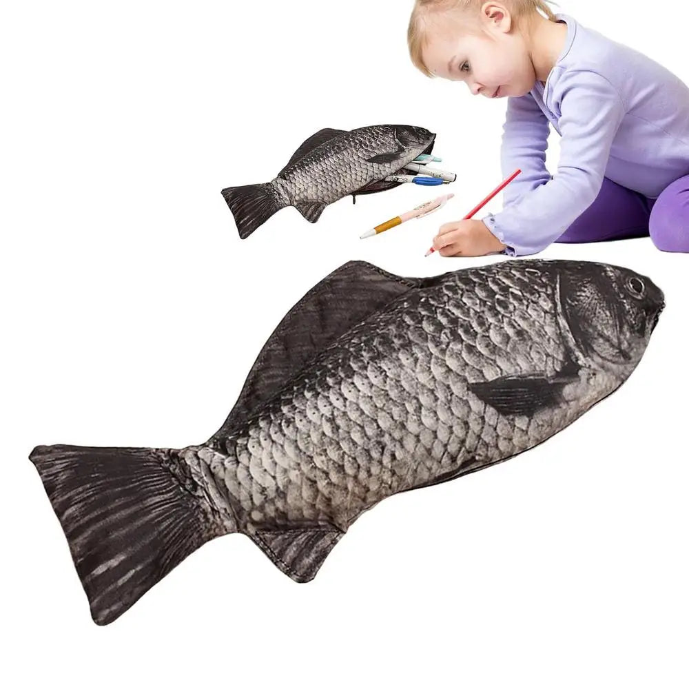 Realistic Carp Pen Bag Fish Shape Make-up Pouch Pen Pencil Case With Zipper Makeup Pouch GiftsToiletry Wash Funny Handbag