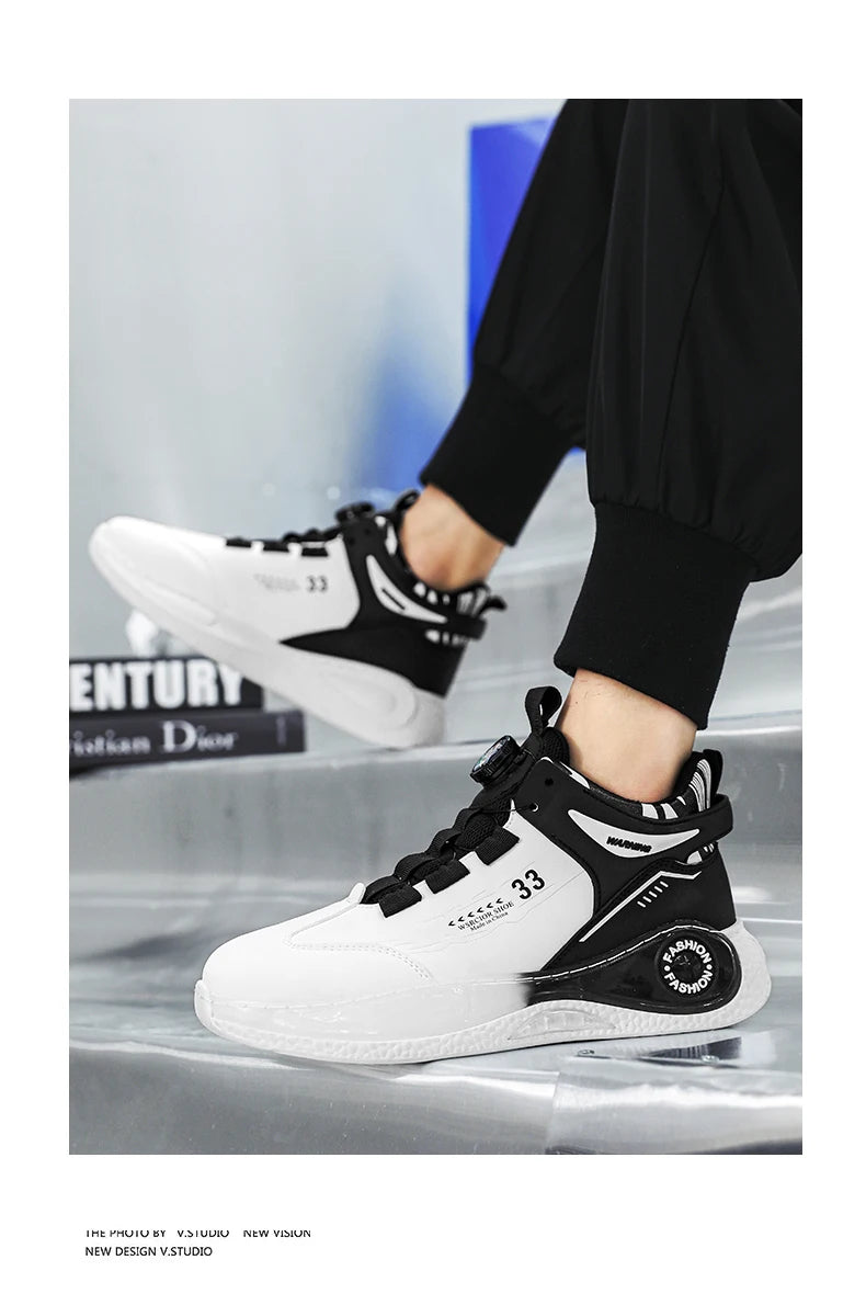 Mens Sneakers with Rotating Buckle Comfy Non Slip Lace up Durable Shoes for Mens Outdoor Activities - Belvar