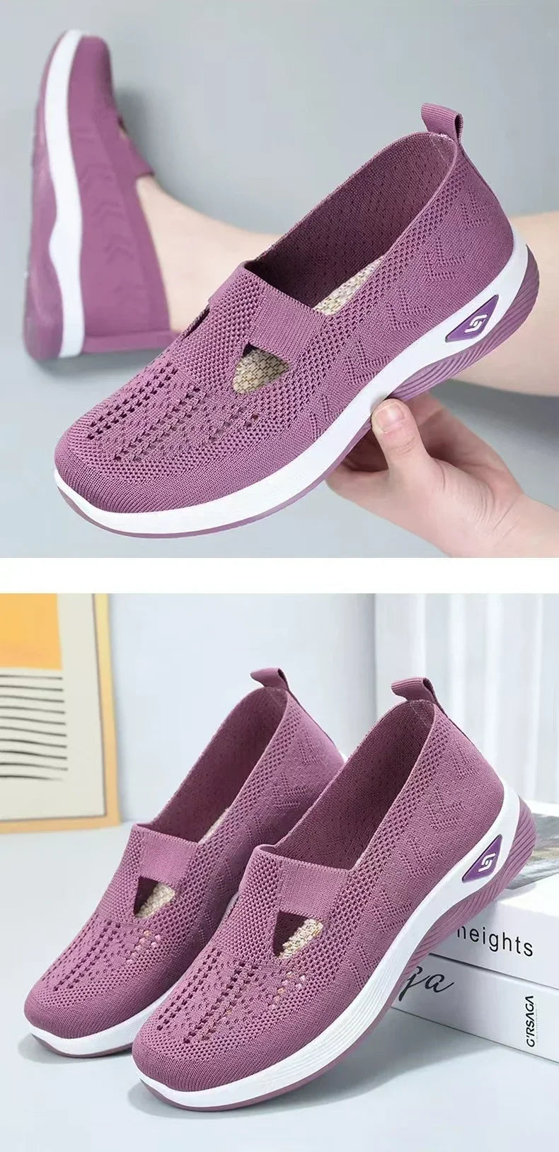 Orthopedic Shoes for Women Walking Shoes Slip On Arch Support Memory Foam Breathable Sneakers Summer Comfortable Casual Trainers - Belvar