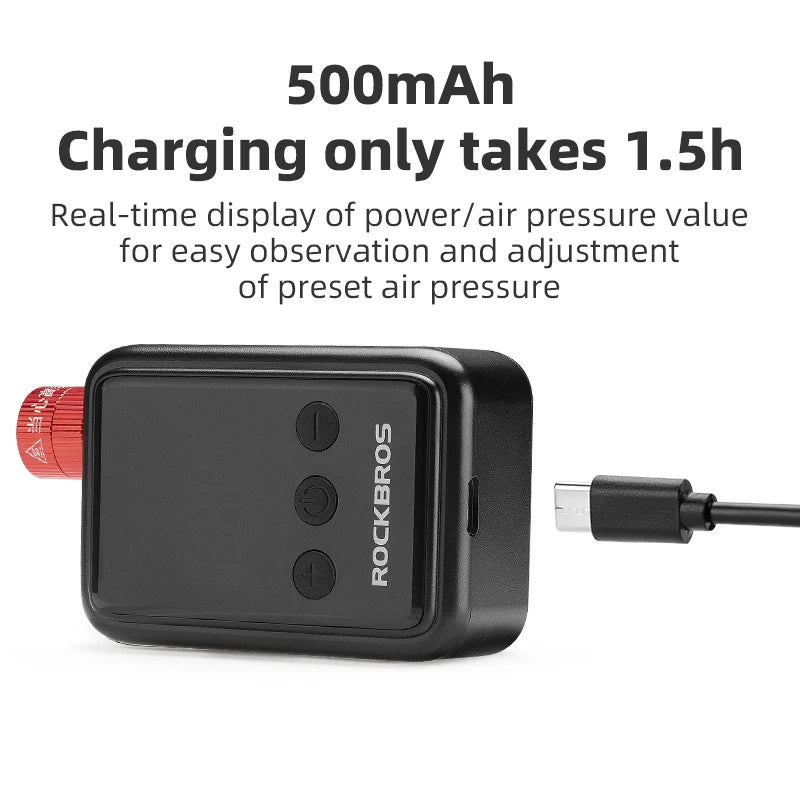 ROCKBROS 150 PSI Portable Pocket Bike Electric Air Pump With Digital Pressure MINI Fast Rechargeable Compressor Tire Inflator