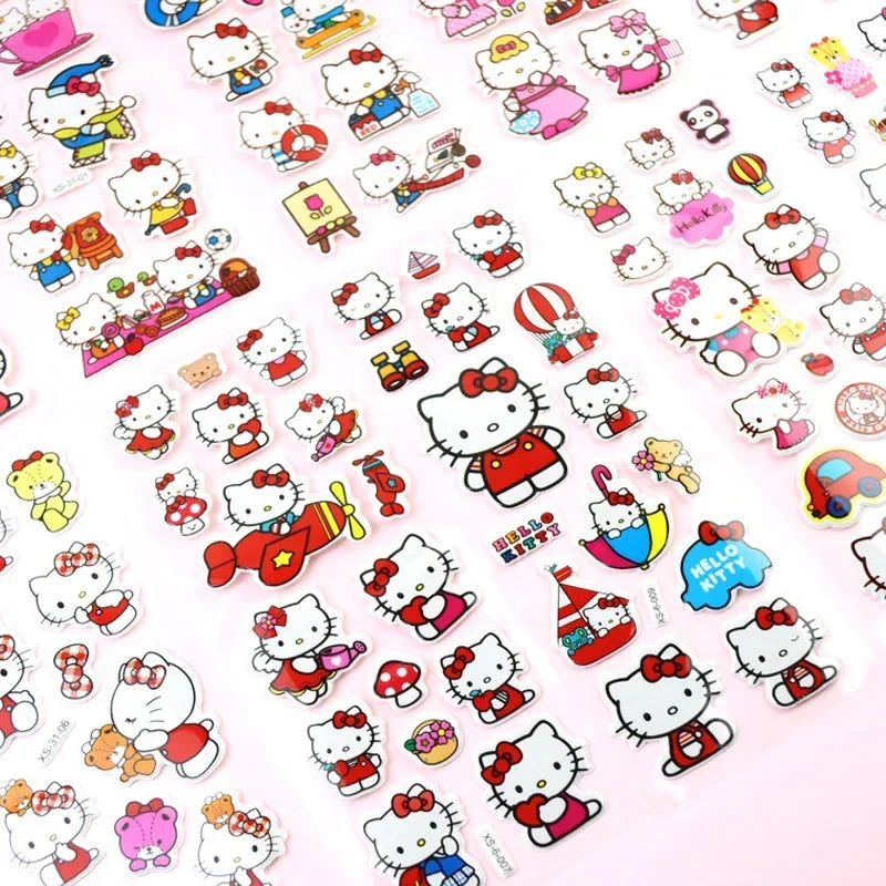 12PCS Kawaii Hello Kitty Bubble Stickers 3D Decoration Decals Cute Children Reward Puffy Sticker Stationery Supplies Kids Toy