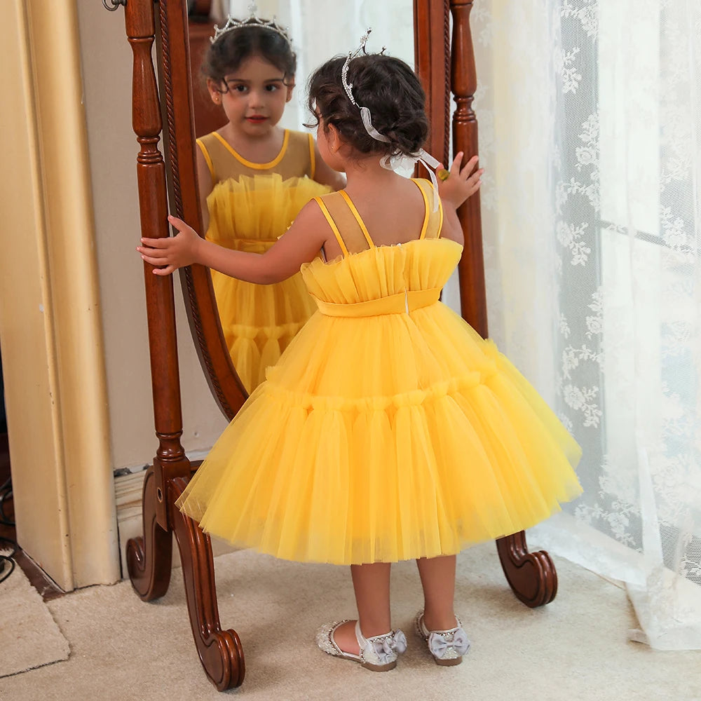 2022 Baby Dress For Girls Kids Wedding Bridesmaid Dresses Toddler Tulle Birthday Princess Party Dress Infant Outfits Vestidos