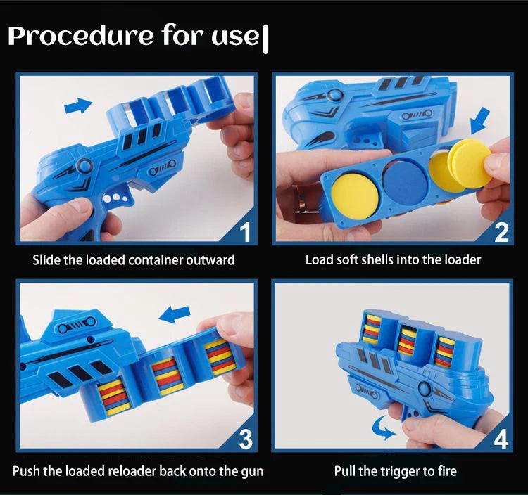 Soft Bullet Toy Gun Children's Flying Gun Toy Safety EVA Soft Bullet Foam Disc Launcher Gun Parent-Child Interaction Games Toys