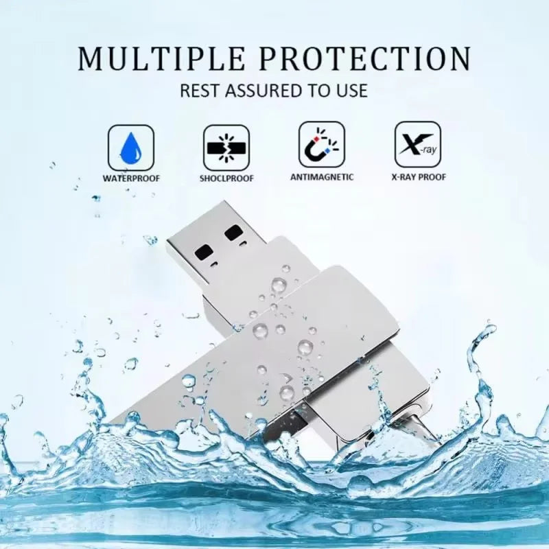 16TB Flash Drive USB 3.2 Super High Speed Transfer Metal Mini U Disk Pen Drive Type C Memory Waterproof Disk SSD U Drive