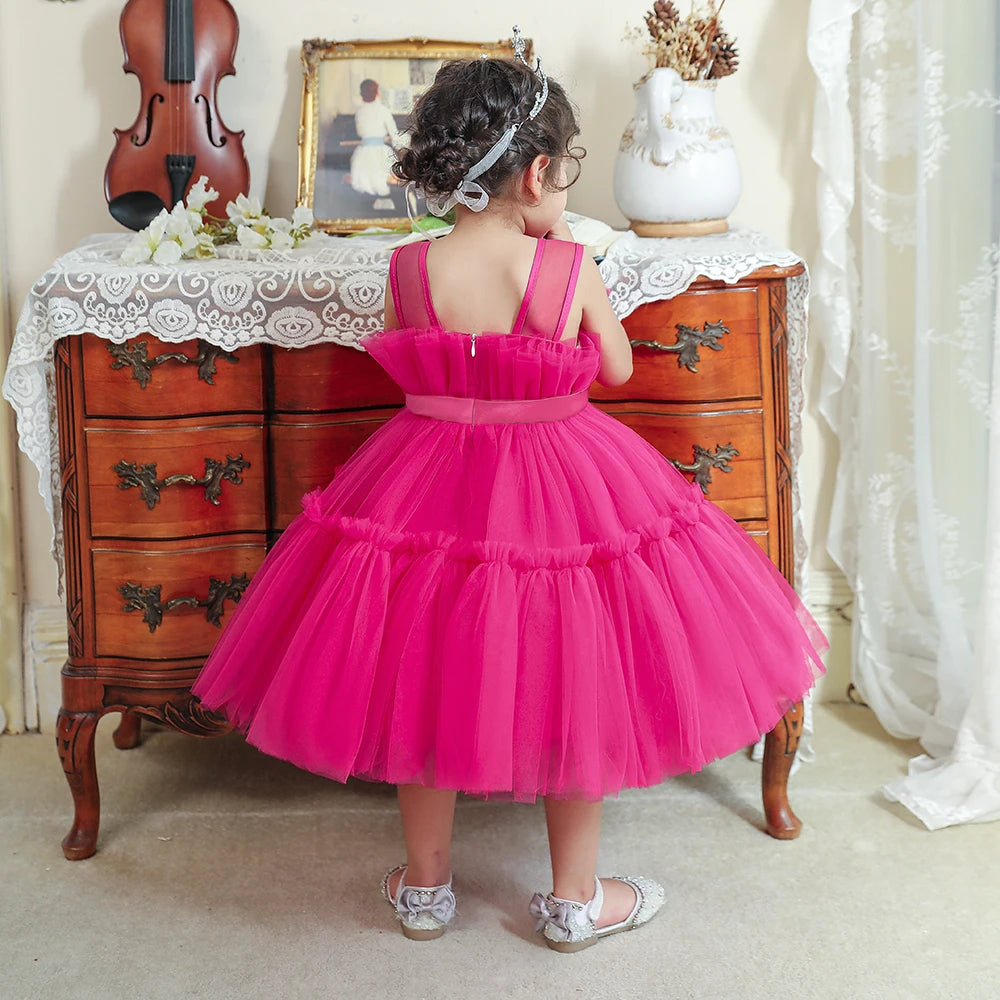 2022 Baby Dress For Girls Kids Wedding Bridesmaid Dresses Toddler Tulle Birthday Princess Party Dress Infant Outfits Vestidos