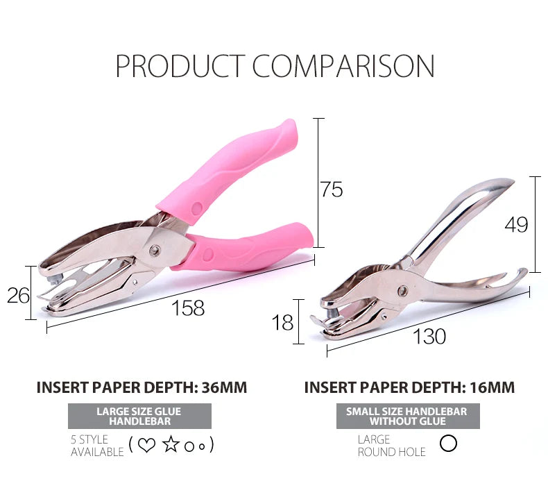 Tenwin 1PC School Office Metal Single Hole Love Star Puncher Hand Paper Punch For Scrapbooking Border Pore Cutter Paper tool