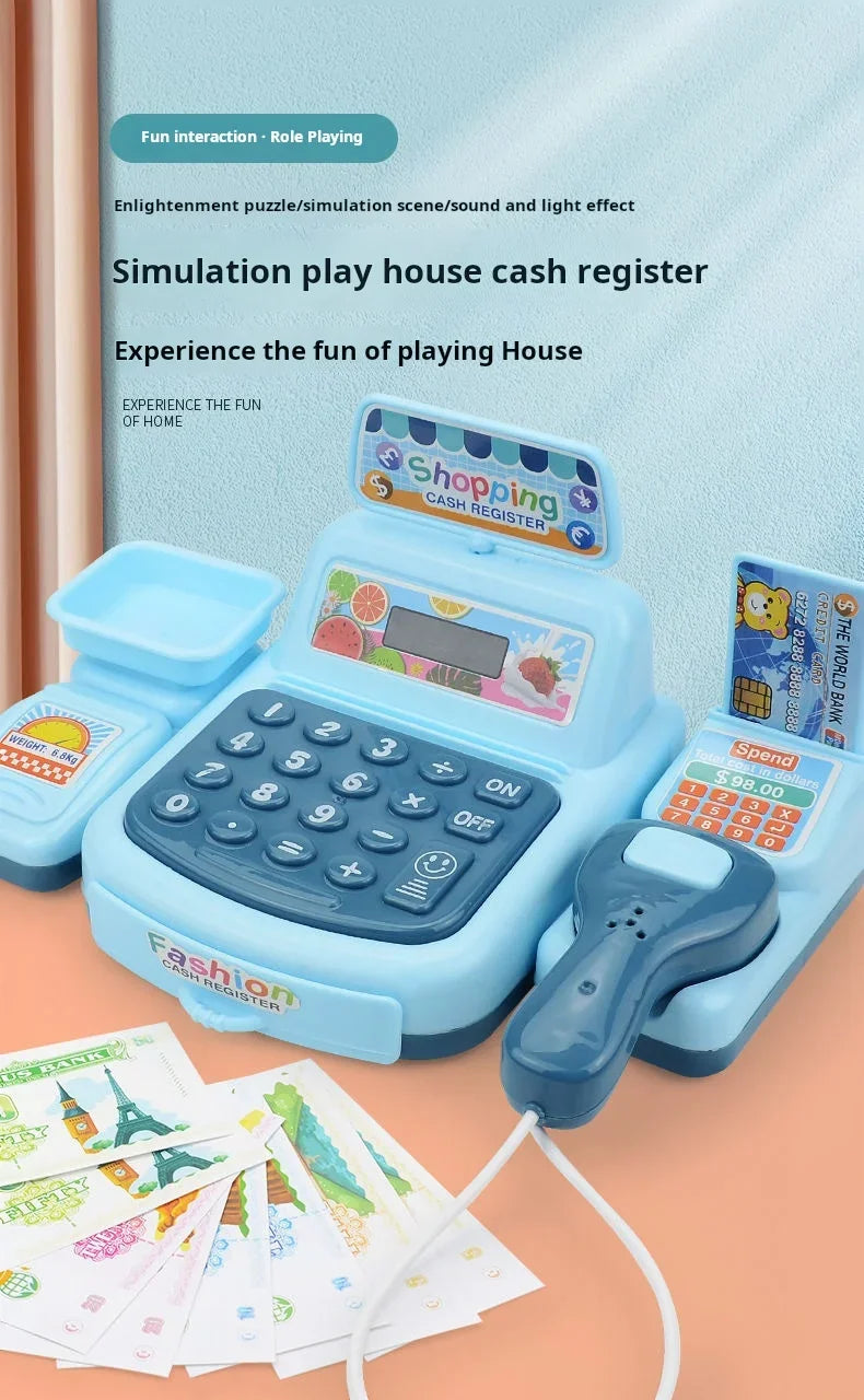 Simulation Shopping Cash House Toys Electronic Game Lighting and Sound Effects Supermarket Cashier Toys Toy for Kids Girl Gifts