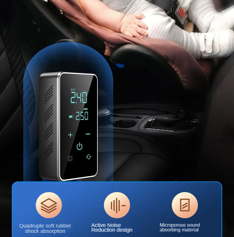 Wireless Air Pump 150psi Touch Screen Portable Electric Tire Inflator For Car Bicycle Motorcycle Mini Air Compressor Injector