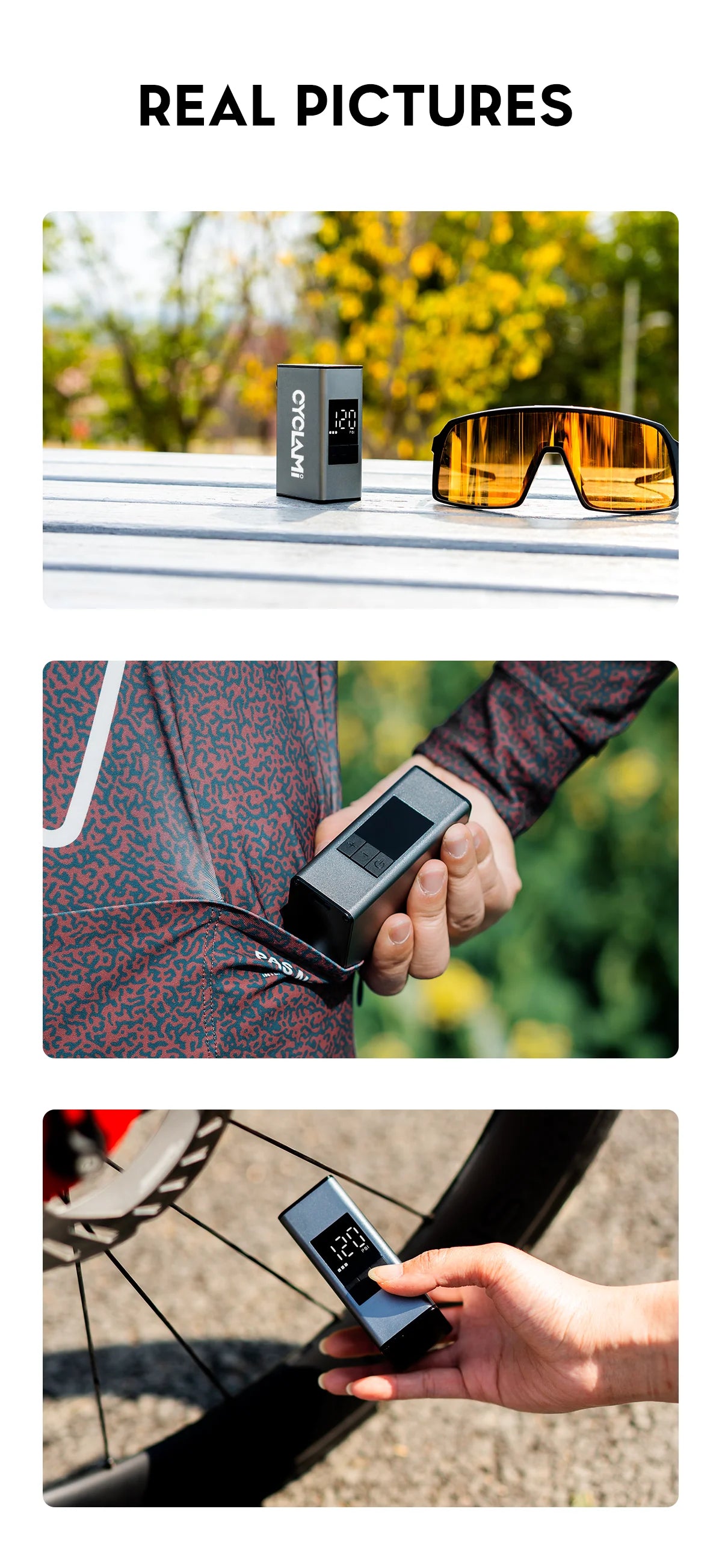 150 PSI Portable Pocket Bike Electric Air Pump Rechargeable Compressor Tire Inflator Digital Gauge Display Tire Pressure Gauge