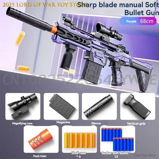 Soft Bullet Shell Throwing Toy Guns Manual Loading Airsoft Weapons Military Model for Adults Boys Shooting Games Guns Toys Rifle
