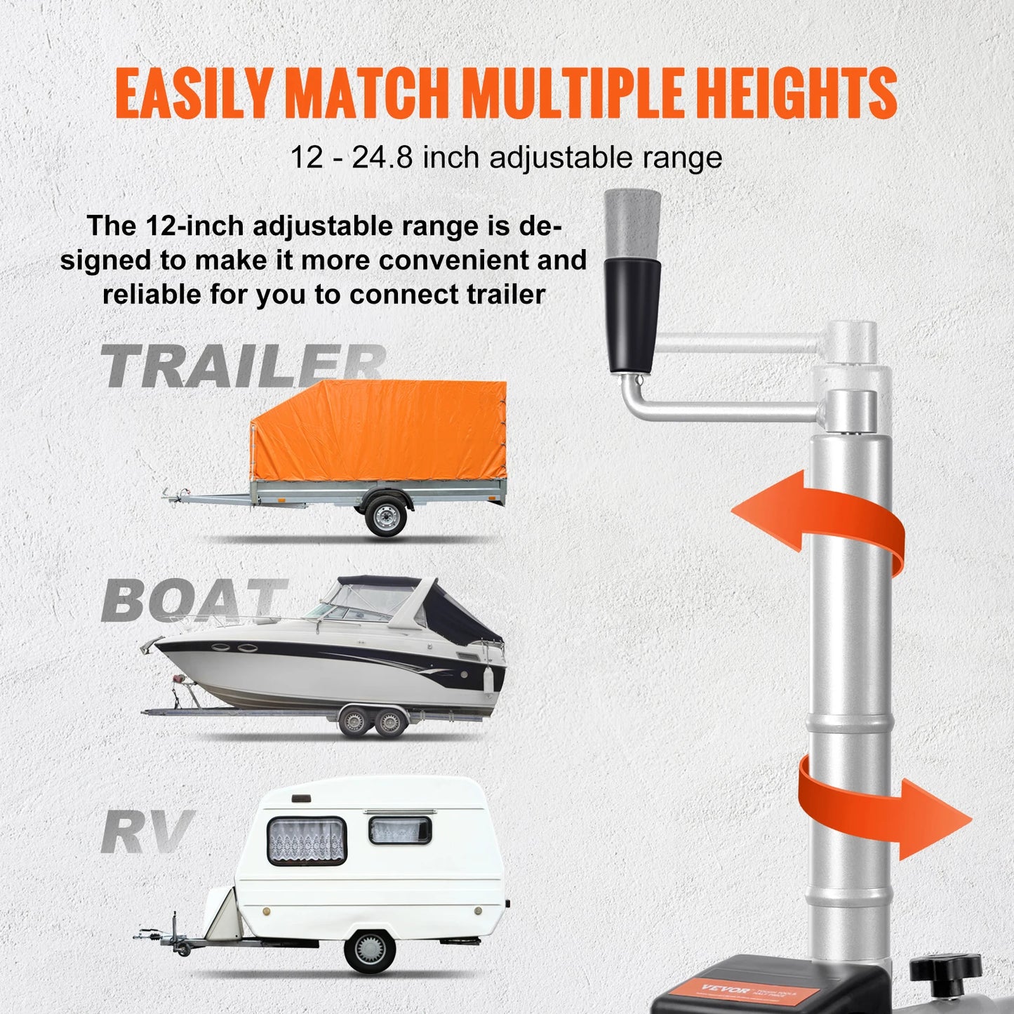 SucceBuy5000lbs Electric Trailer Dolly 12V Trailer Jockey Wheel with 22 ft/min Speed & Adjustable Height for Moving Caravan