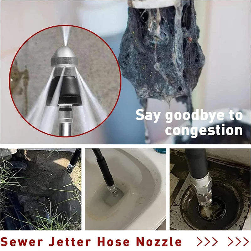 Sewer Cleaning Tool Pipe Unclogger Nozzle 1/4 Quick Connector Pressure Washer Sewer Jetter Nozzle for Drain Jetting Hose 5000PSI