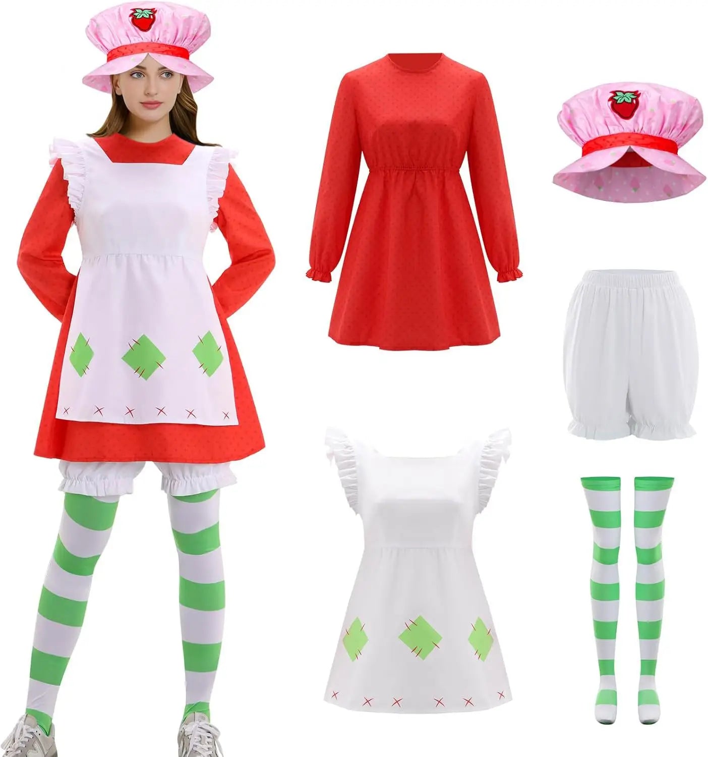 Strawberry Shortcake Cosplay Costume 1980 Classic Suit Women The World of Strawberry Shortcake Halloween Fancy Dress