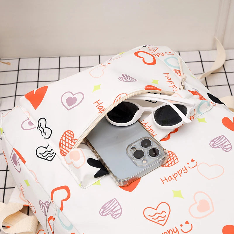 Waterproof Nylon Book Bag Teenage Large Capacity College Backpack Fashion Students School Bag Cute Travel Backbag College Bag