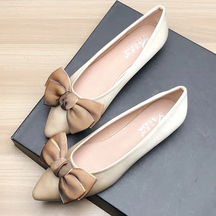 Shoes for Women Flat Heels Pointed Flat Shoes Black Flats for Women Dressy Comfort Silk Bow Size 33-43 Nice Quality Basic Shoes