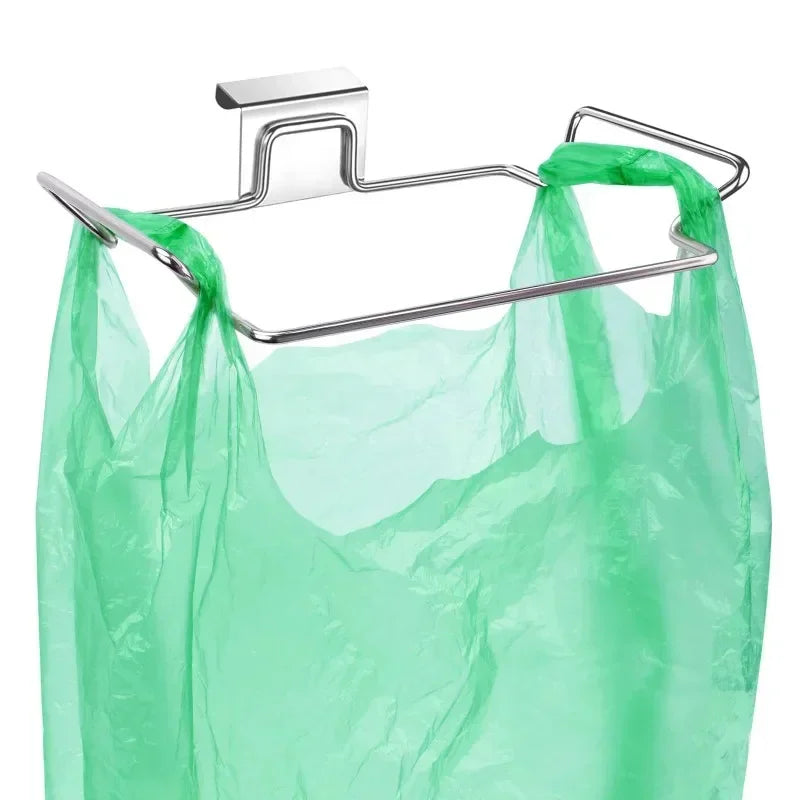 Kitchen Trash Rack Cabinet Door Bags Stainless Steel Closet Garbage Storage Holder