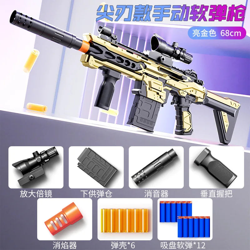 Soft Bullet Shell Throwing Toy Guns Manual Loading Airsoft Weapons Military Model for Adults Boys Shooting Games Guns Toys Rifle