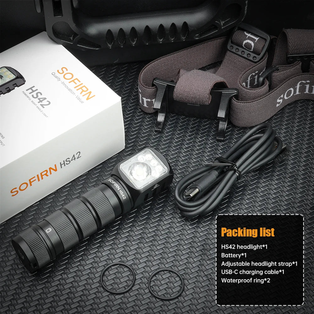 SOFIRN HS42 Headlamp 2100lm 18650 EDC USB C Rechargeable with Power Bank Flashlight SST40 LED Torch with Magnetic for Camping