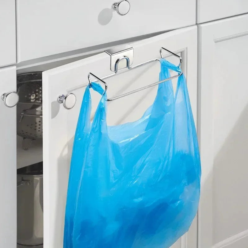 Kitchen Trash Rack Cabinet Door Bags Stainless Steel Closet Garbage Storage Holder