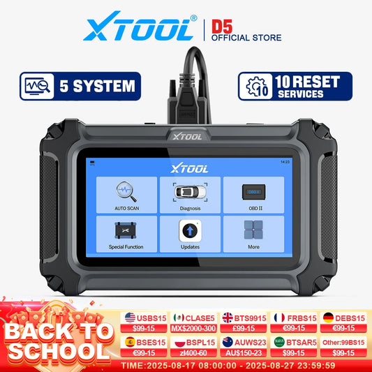 XTOOL D5 Car Diagnostic Tools Gearbox ABS EPB Airbag Engine 5 System Scanner 10 Reset Service OBD2 Scanner Lifetime Free Update
