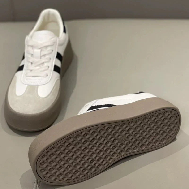 Sports shoes thick sole casual board shoes women 2024 new cowhide everything soft sole inside increase de training shoes - Belvar