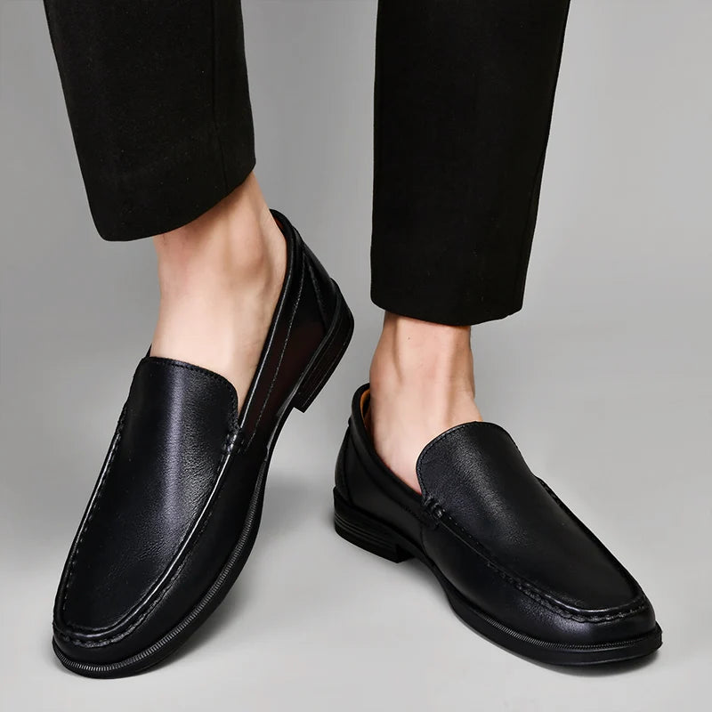 Men's comfortable walking shoes made of genuine leather, one foot loafers, new trendy designer, Mo hot selling driving shoes - Belvar