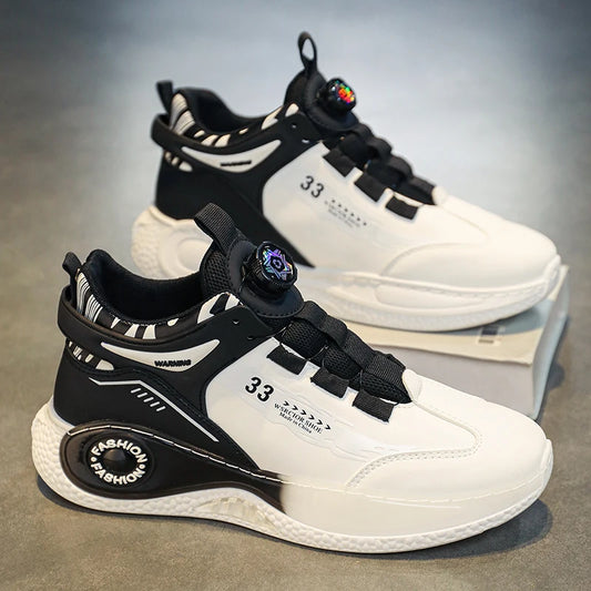 Mens Sneakers with Rotating Buckle Comfy Non Slip Lace up Durable Shoes for Mens Outdoor Activities - Belvar