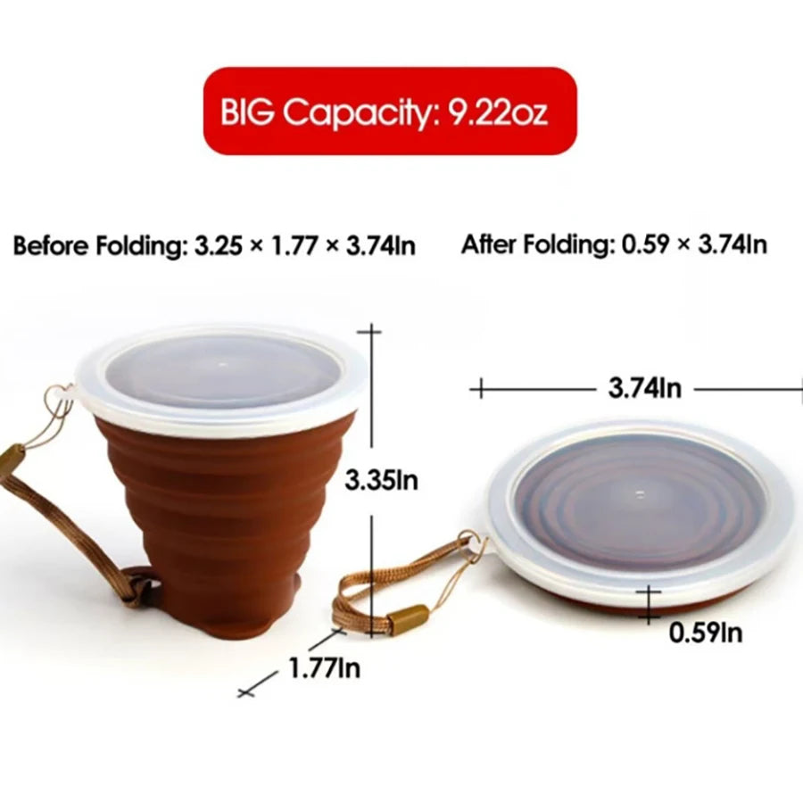 270ML Silicone Collapsible Cups for Camping Foldable Travel Water Bottle Outdoor Travel Cups for Children Reusable Folding Mug
