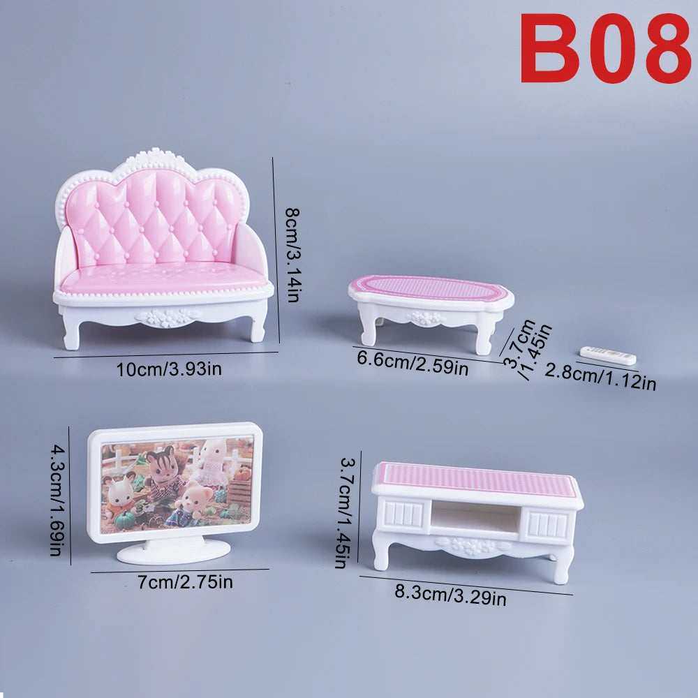 1:12Dollhouse Miniature Furniture Toys Set DIY Forest Family Kids Girls Pretend Play Furniture Toys Gift for Christmas Birthday