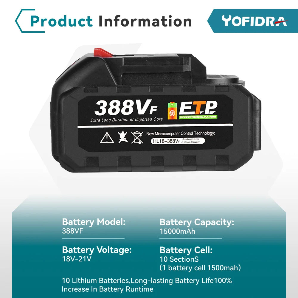 YOFIDRA 26MM Brushless Electric Hammer Drill Multifunctional Rotary Cordless Rechargeable Power Tools For Makita Battery Pin