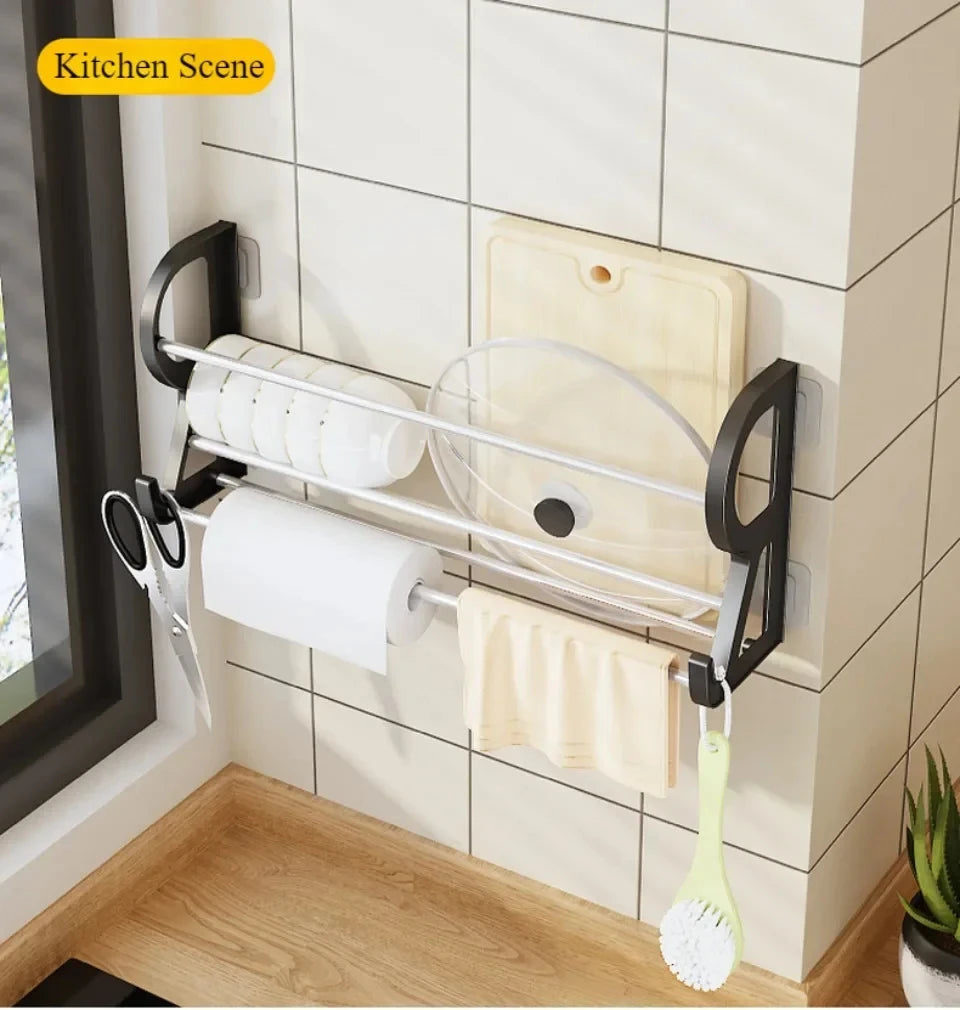 Wall Mounted Shoe Rack Simple Bathroom Slipper Rack Multi-functional Nail Free Kitchen Rack Hole Free Door Back Shoe Rack