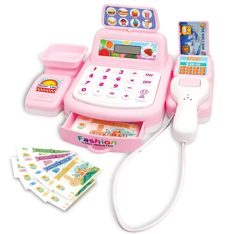 Simulation Shopping Cash House Toys Electronic Game Lighting and Sound Effects Supermarket Cashier Toys Toy for Kids Girl Gifts