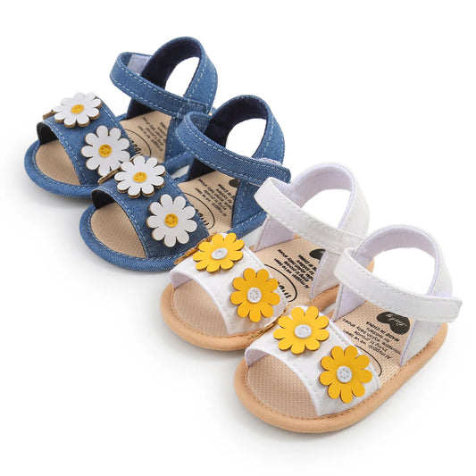 Meckior Summer Cool Baby Girl Sandals Fashion Newborn Sandal Idyllic Flower Soft Anti-slip Toddler Cotton Sole Comfortable Shoes - Belvar