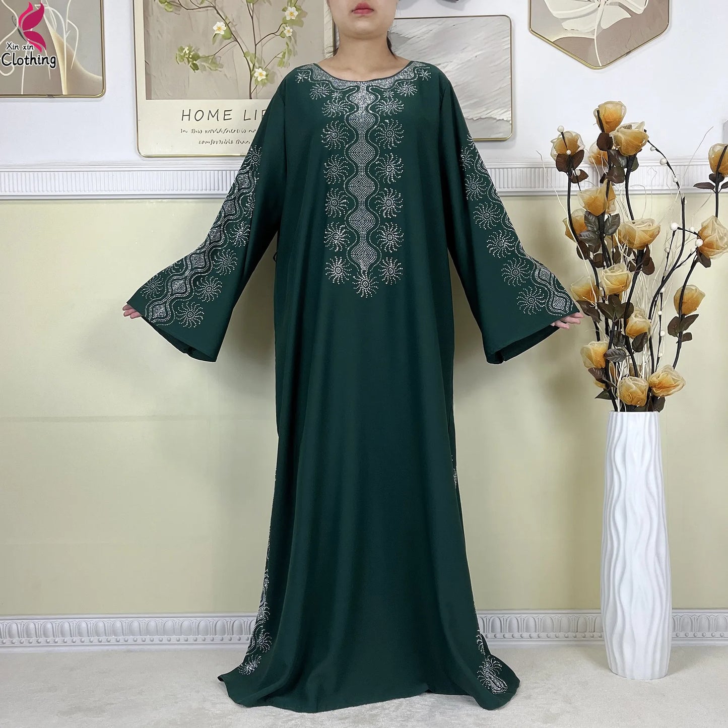 2025New High-Quality Dubai Muslim Abaya for Women Dress Islamic Turkey Femme Clothing Long Sleeve Loose African Dress With Scarf