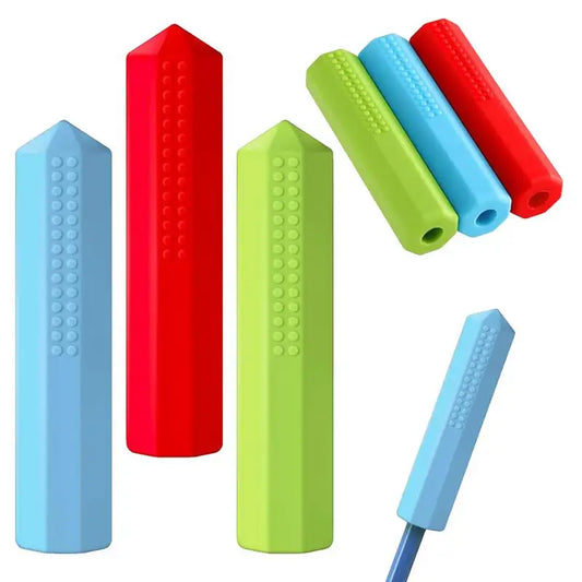 3pcs Silicone Pencil Cap Sensory Oral Motor Chew Aid Topper for Eraser Teether Caps Pencils Silica Gel Cute Decoration