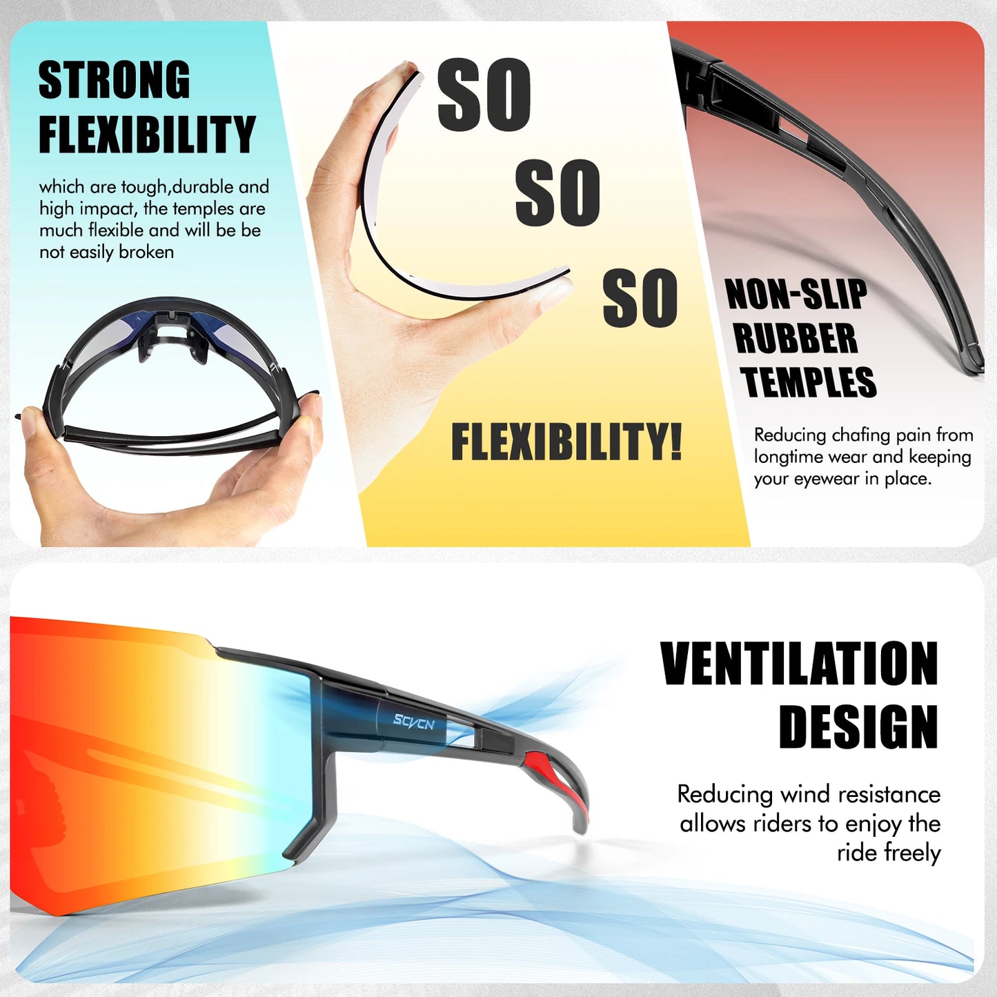 SCVCN Sunglasses for Men Sport Cycling Glasses Bike Mountain Bicycle Hiking Camping Golf UV400 Protection Glasses Women Baseball
