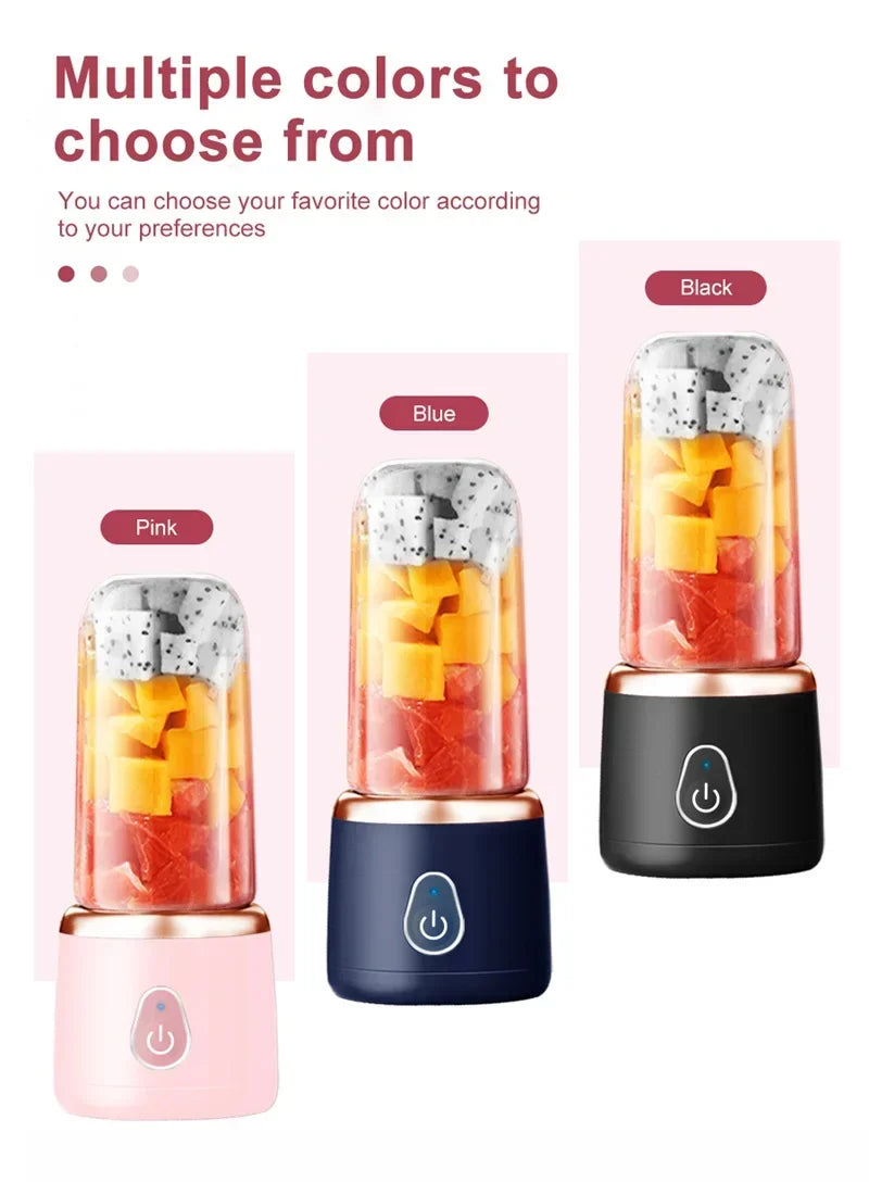 Portable Juicer for Shakes Smoothies Rechargeable USB 400ML Traveling Fruit Juicer Double Cup Fruit Blender Juicer Cup