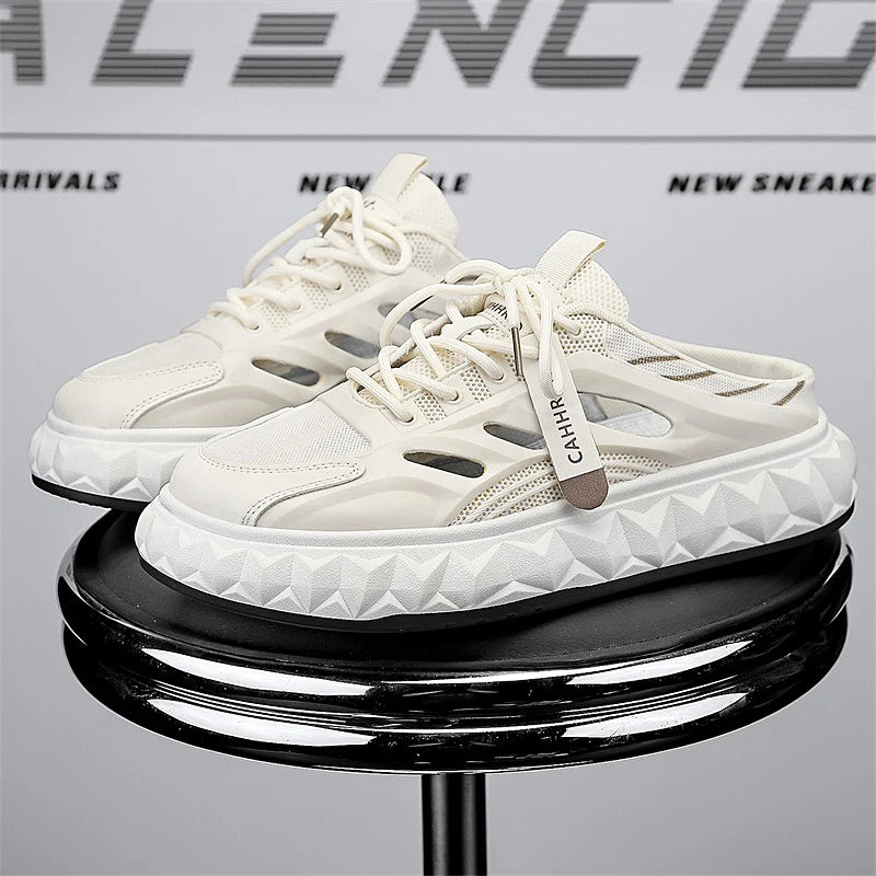 Men's toe-covered half-slip shoes: comfortable, breathable, color-block, stylish, flat-heeled, versatile casual shoes - Belvar