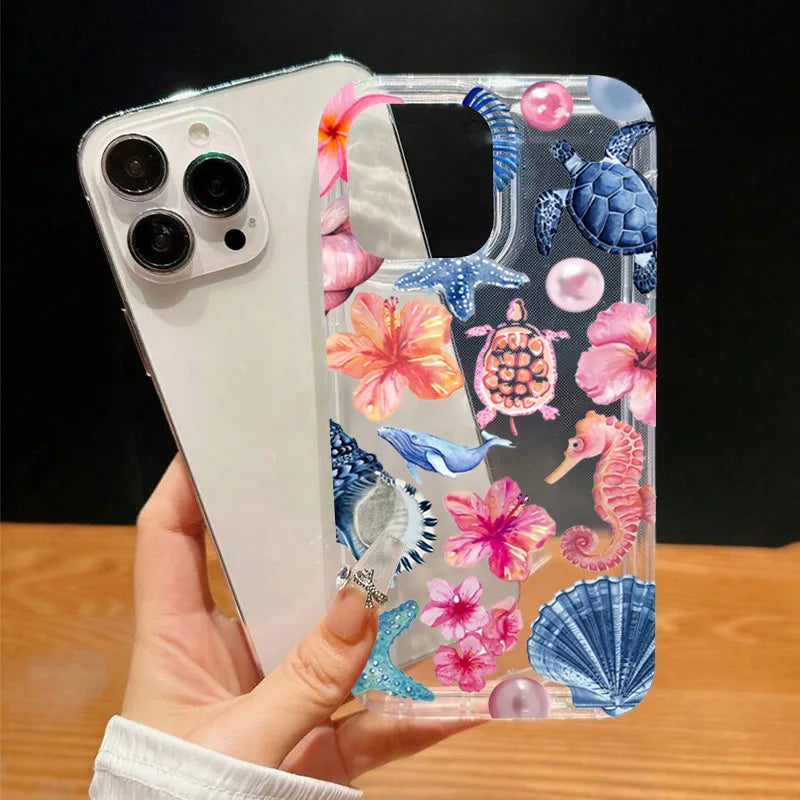 Turtle Lobster Coconut Print Phone Case For Vivo Y17s Y78 Y77 Y36 Y35 Y02s V40 V29 V27 S15 4G 5G Pro Anti Fall Clear Back Cover