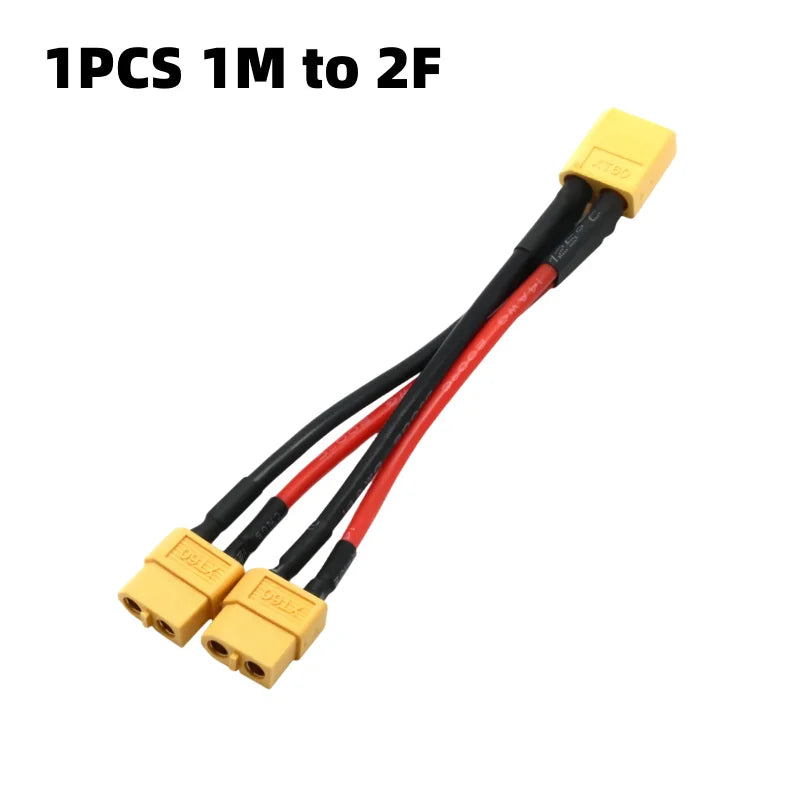 Silicon wire XT60 parallel battery connector male/female cable double extension Y splitter/RC battery motor with 3 way 14AWG