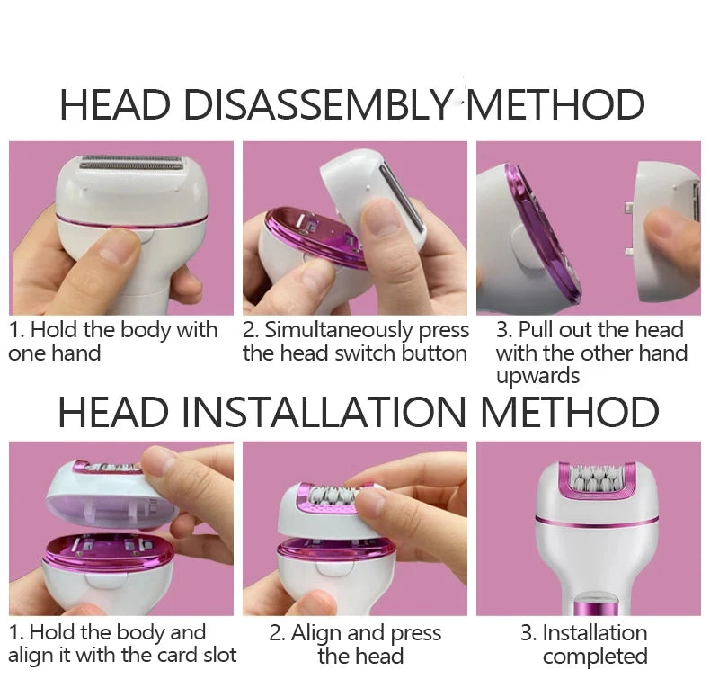 3in1 Rechargeable Women Epilator For Face Body Electric Shaver Female Hair Removal Bikini Trimmer Leg Lady Shaver Callus Remover