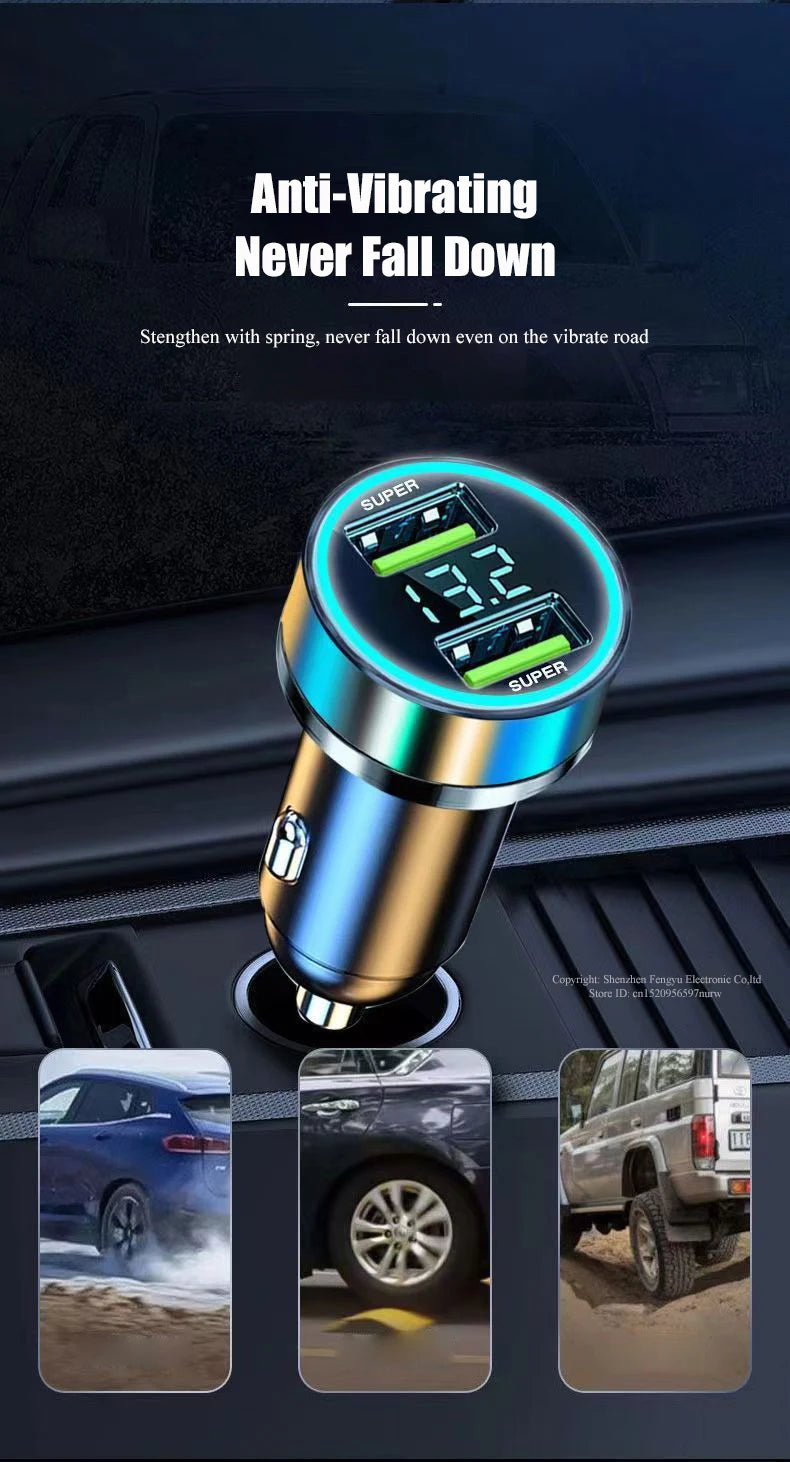 2 Port Super Fast USB Car Charger for iPhone 14 Pro Max 13 Oneplus Huawei OPPO Samsung Xiaomi 240W Quick Charging Loader Adapter