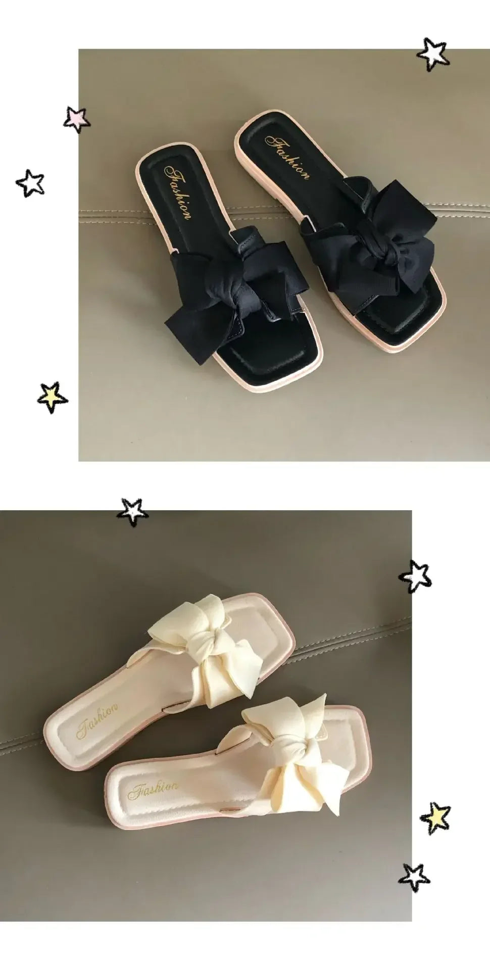 Bow slippers female summer wear new fashionable sweet girl flat bottom non-slip fairy wind word cool slippers female - Belvar