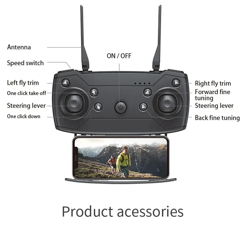 2024 E88 Pro WIFI FPV Drone, Wide Angle 4K/1080P HD Camera, Height Hold, Foldable RC Quadcopter Helicopter Toy Gift