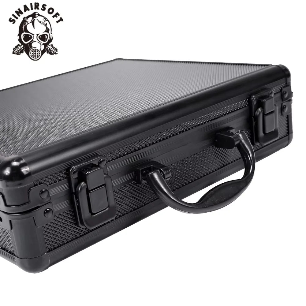 SINAIRSOFT Tactical Aluminum Hardcase Pistol Box Gun Bag Case Padded Foam Toolbox Weapons Suitcase Hunting Airsoft Glock Ipsc