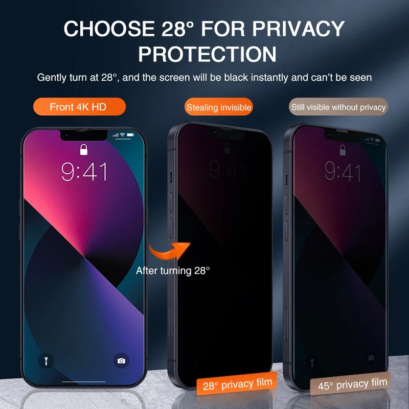 2PCS Full Cover Anti Spy Screen Protector For iPhone 11 12 13 14 15 PRO MAX 6 7 8 Plus XS X XR Tempered Glass Privacy