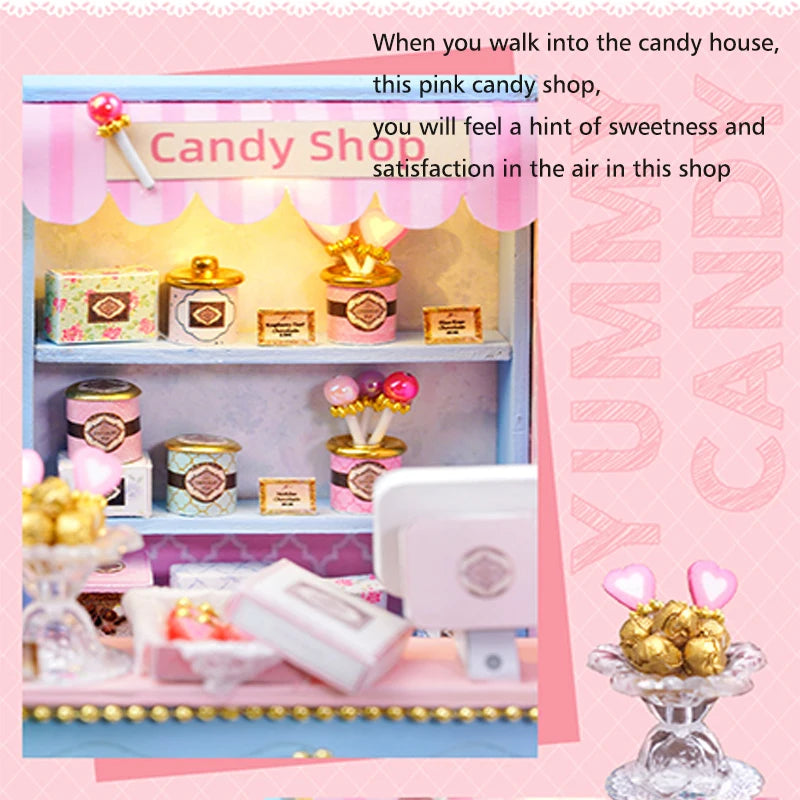 Wooden Miniature Doll House DIY Handmade Assembly Model Building Kit With Dust Cover 3D Puzzle Toys Birthday Gifts Dollhouse