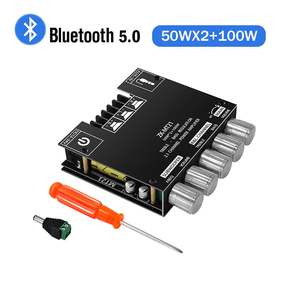 ZK-MT21 Bluetooth 5.0 Subwoofer Amplifier Board For Car Home 50W*2+100W 2.1 Channel Power Audio Stereo Bass Amplifier s Board